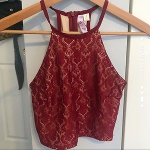 Francesca’s Red, Lace Crop Top
